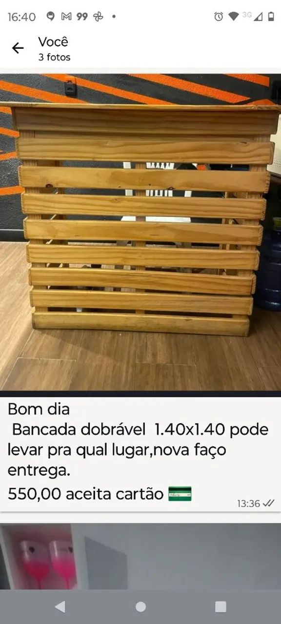Bancada de madeira com prateleira - Foto 3