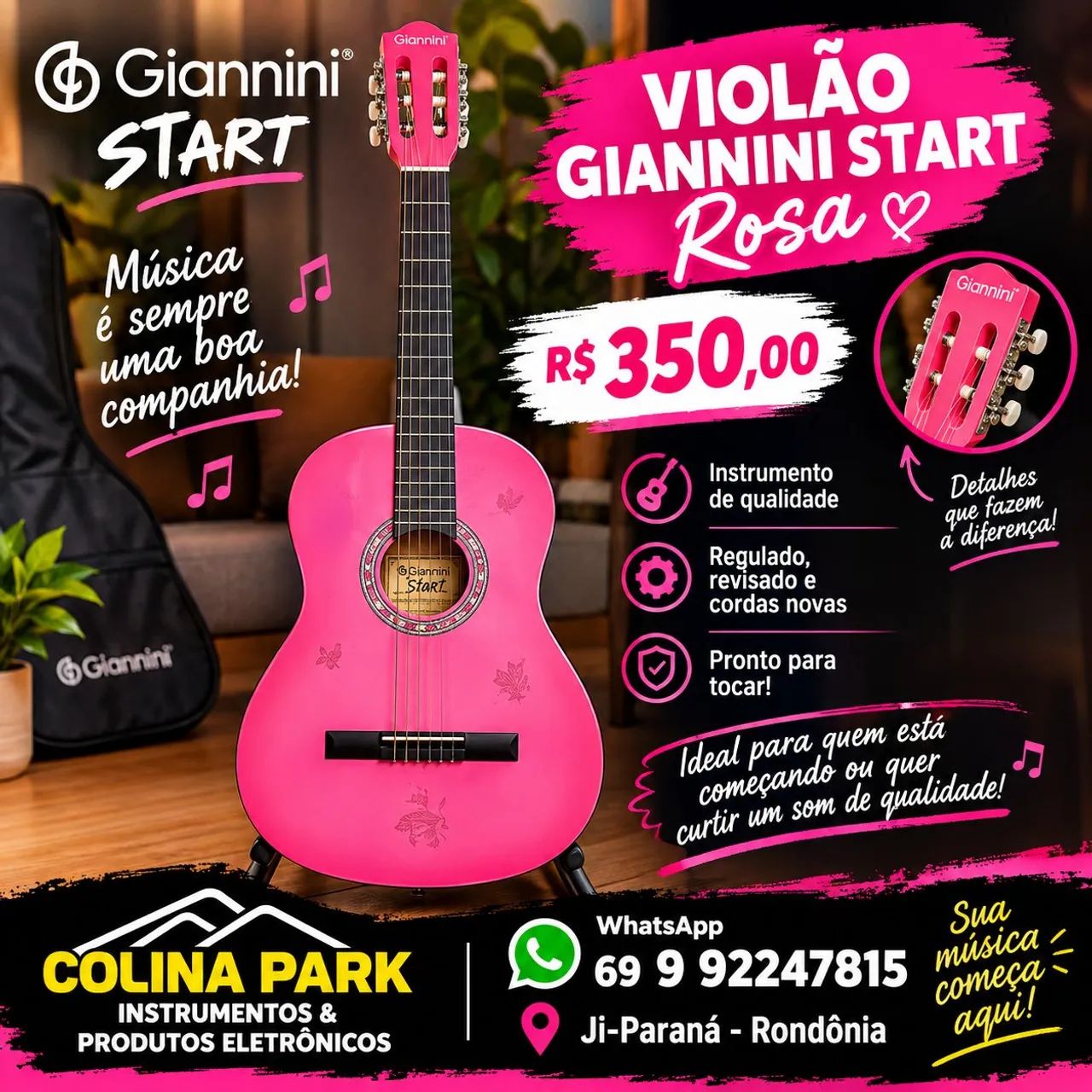 Violão Giannini Rosa
