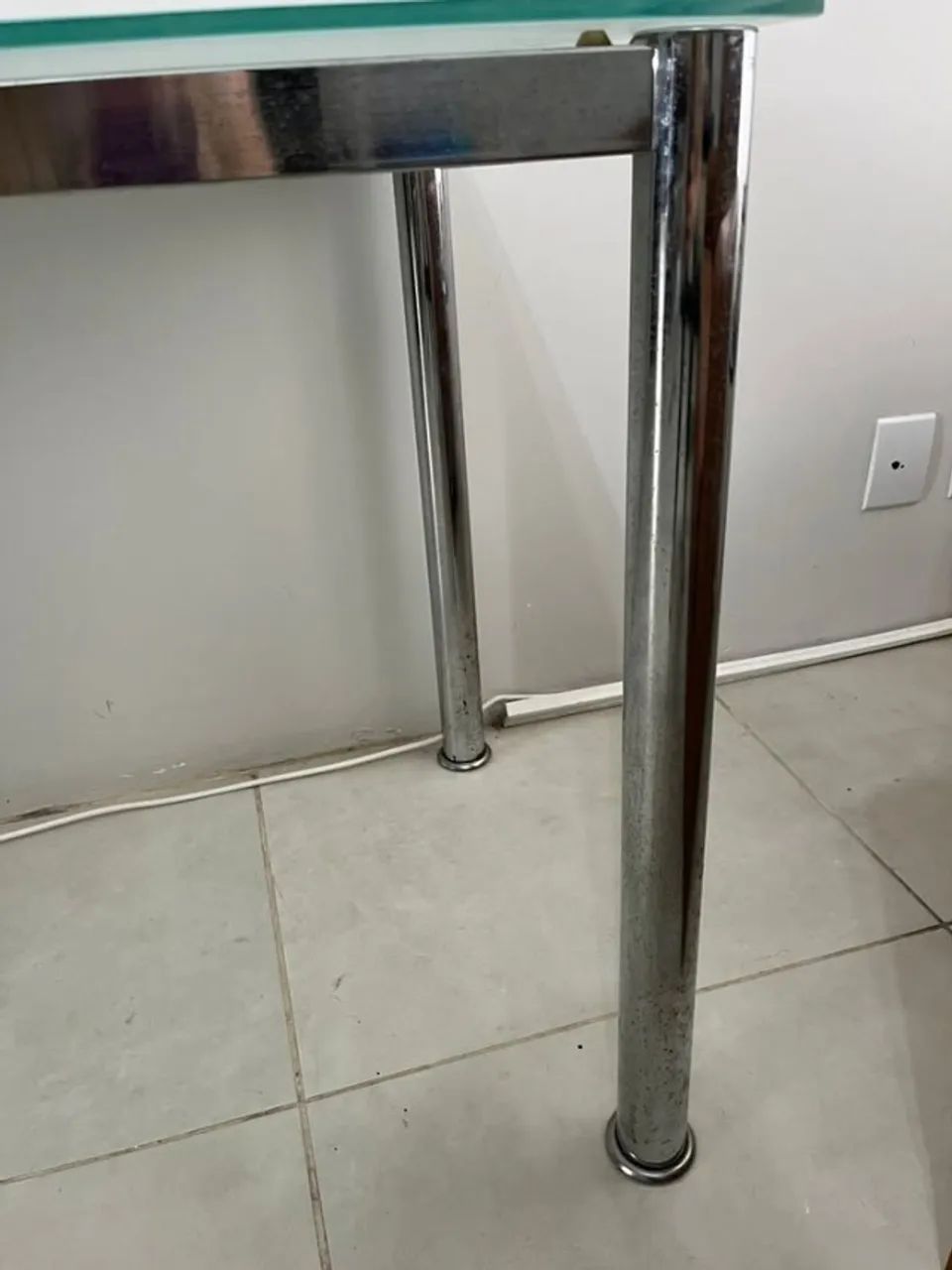 Mesa Tok&Stok de Vidro Temperado e Inox (180cm x 60cm) - Foto 2