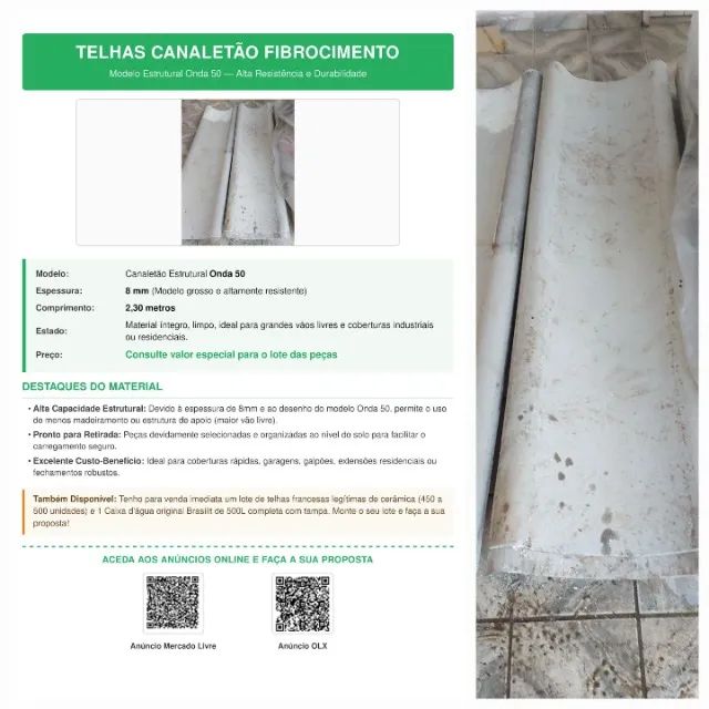 12 Telha Canaletão Fibrocimento Estrutural Onda 50 - 2,30m (8mm) - Foto 4