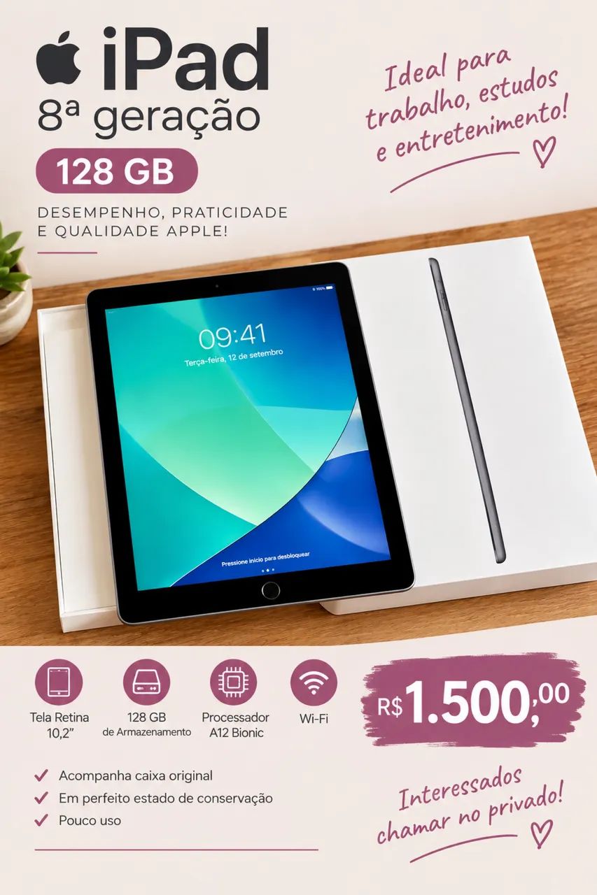 IPAD 8ª GERAÇÃO 128GB - SEMINOVO