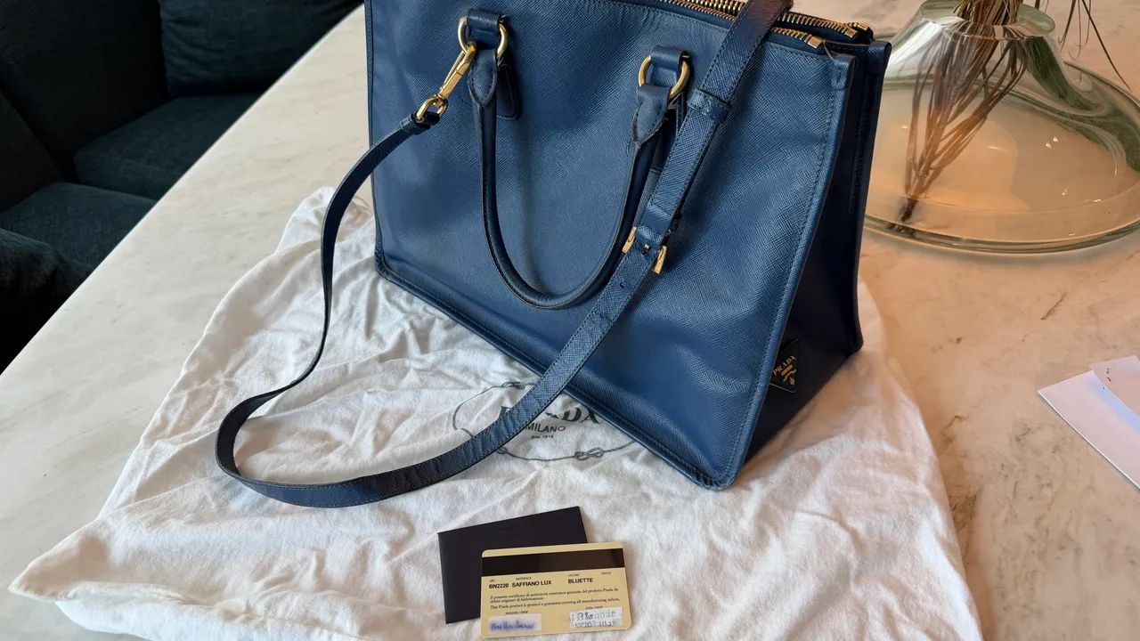Bolsa Prada Saffiano Lux Azul - Original  - Foto 4