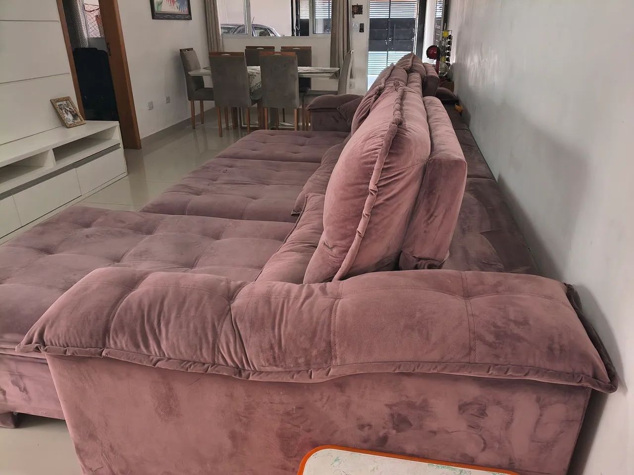 Sofá reclinável com chaise 