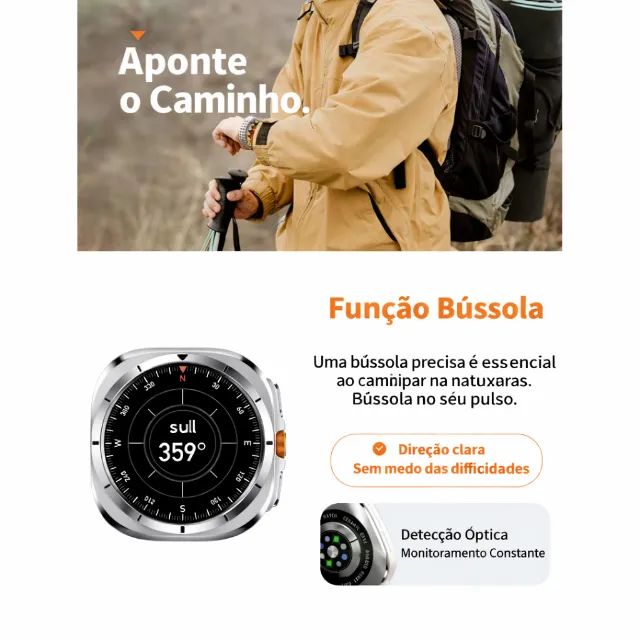 Relógio Smartwatch Redondo Esportivo Js Watch 7 Série Ultra 7 47mm Tela Amoled 1.45" - Foto 4