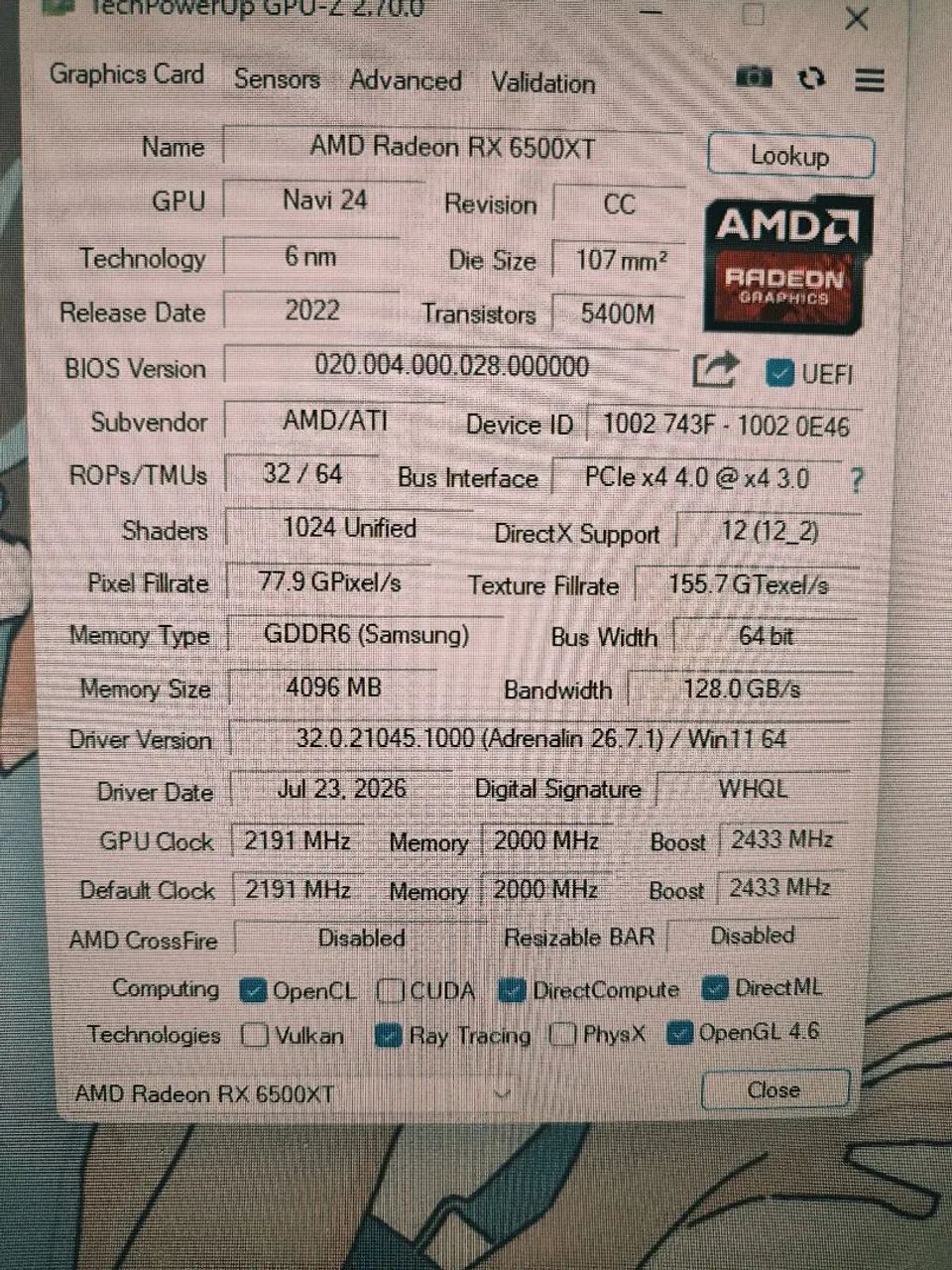Placa de vídeo RX6500xt 4gb branca - Foto 3