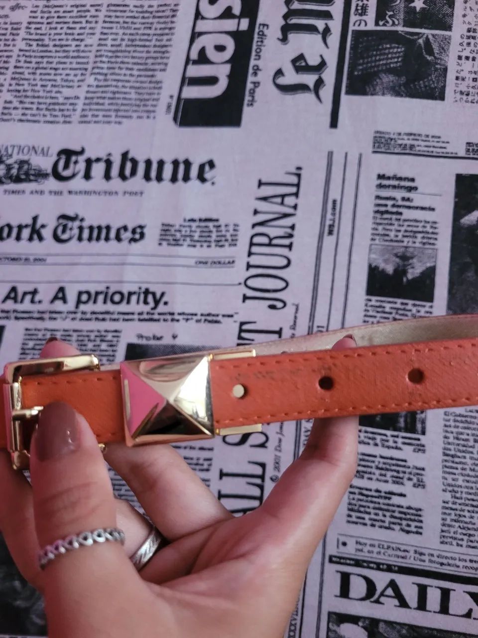 cinto de couro legítimo Michael Kors laranja - Foto 4