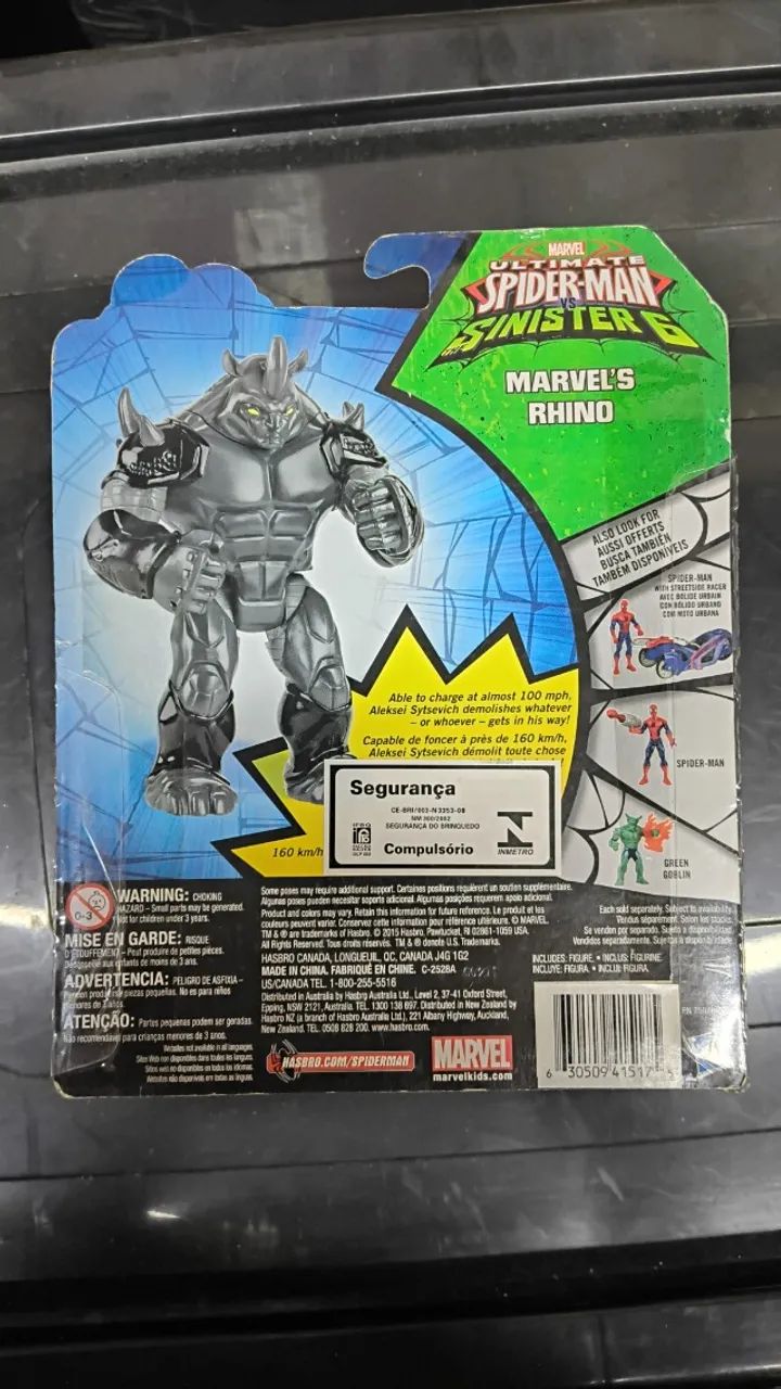 Rhino - Marvel - Hasbro - Importado - Homem Aranha - Lacrado