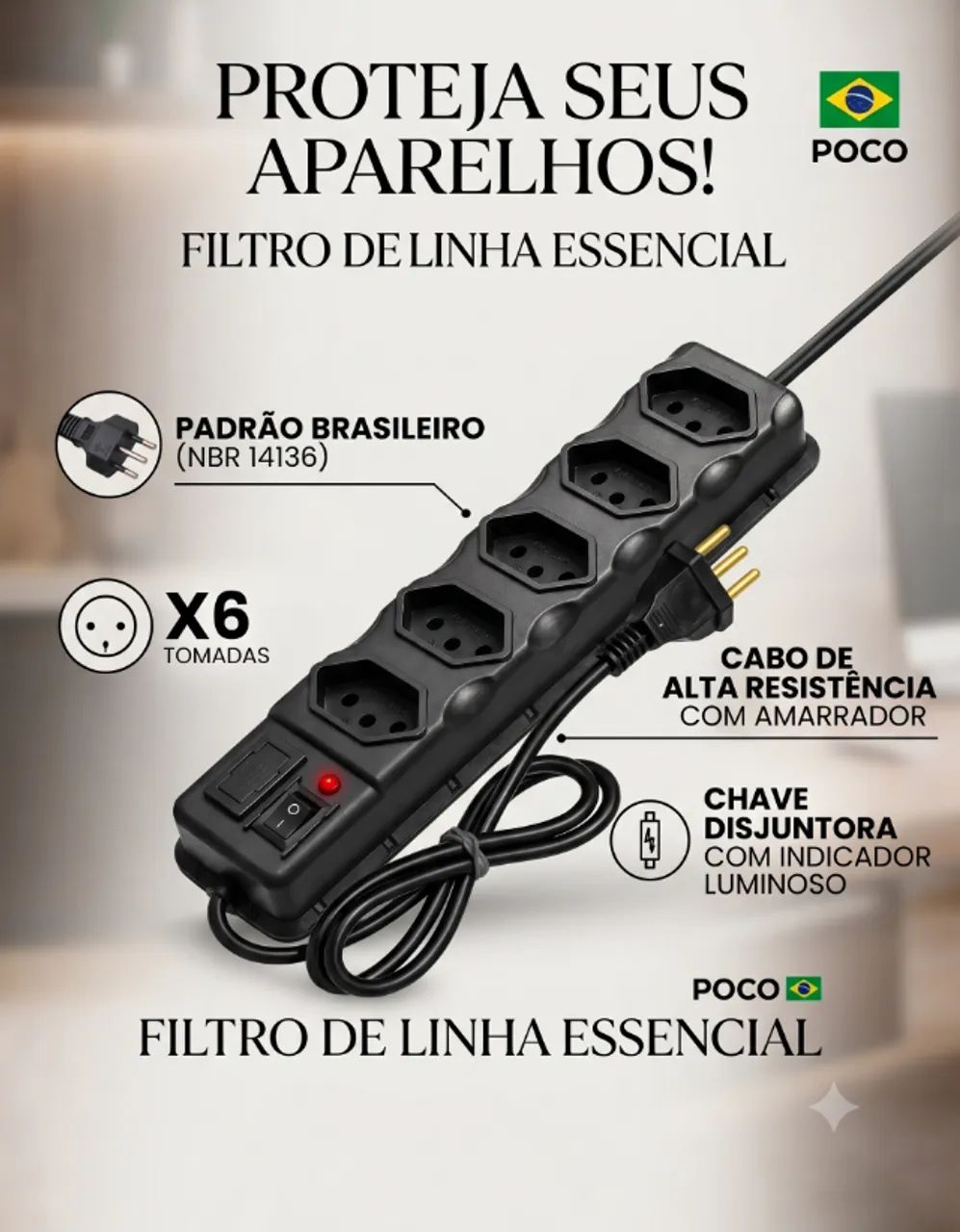 filtro de linha proteçao tv computador - Foto 2