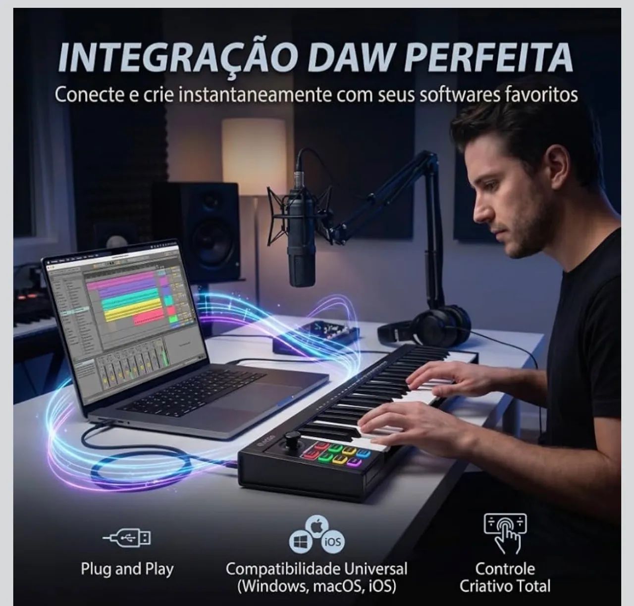 Teclado controlador Midi 49 teclas  - Foto 4