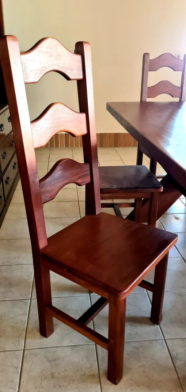 Mesa de jantar 3m madeira maciça 2,5m + 6 cadeiras - Foto 4