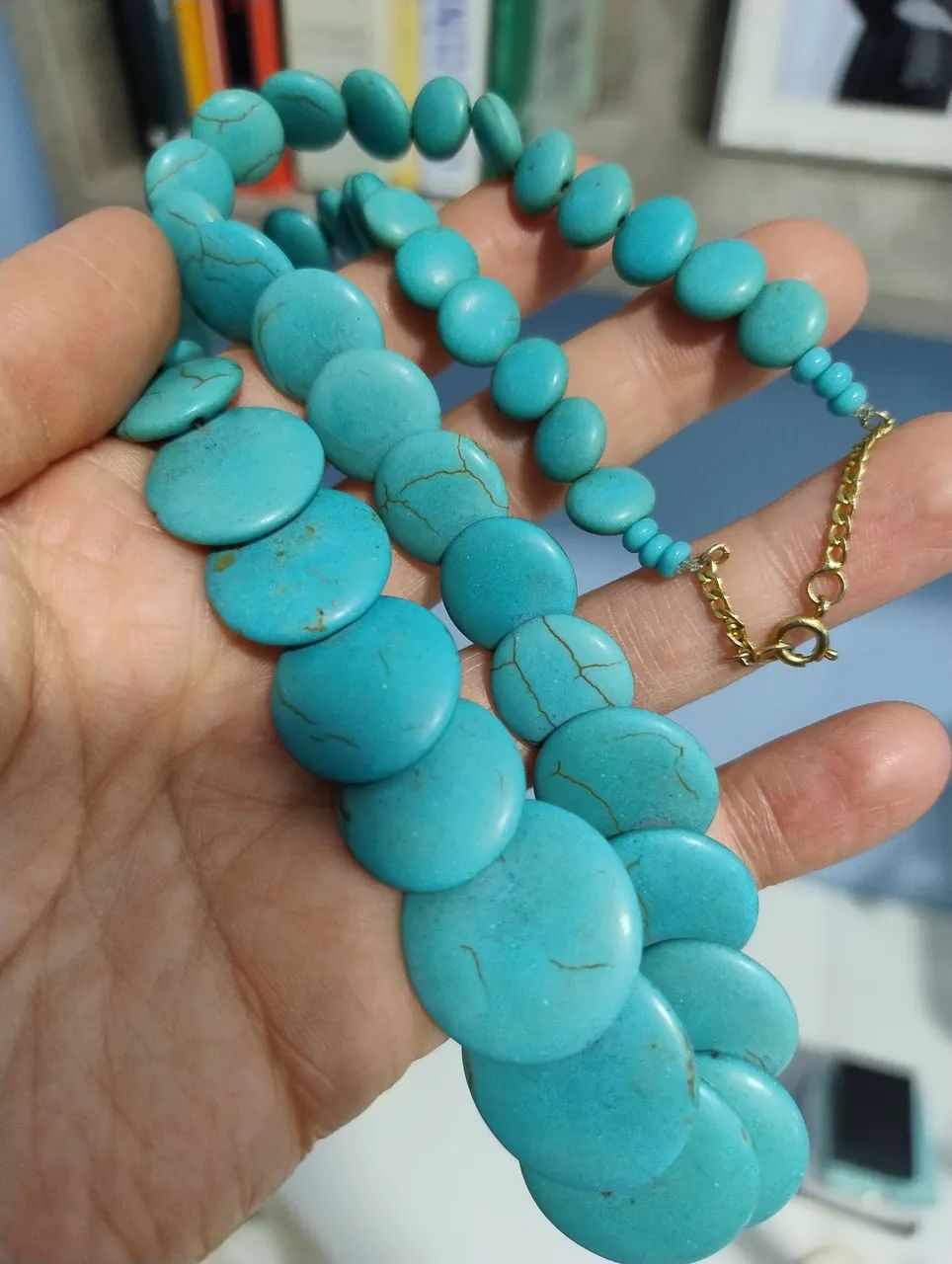 Colar turquesa azul antigo. - Foto 2