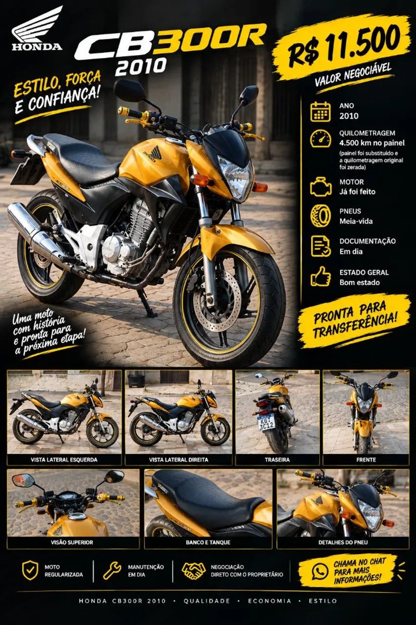 Honda CB300R 2010 - 4.500 km - Documentada