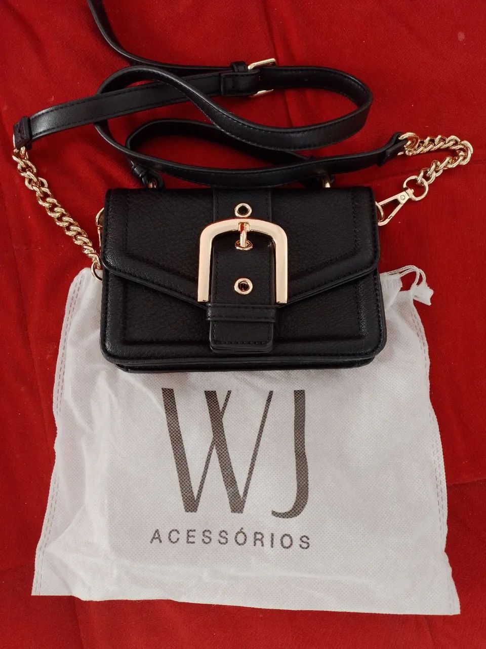 Mini Bag couro preta da marca WJ Acessórios
