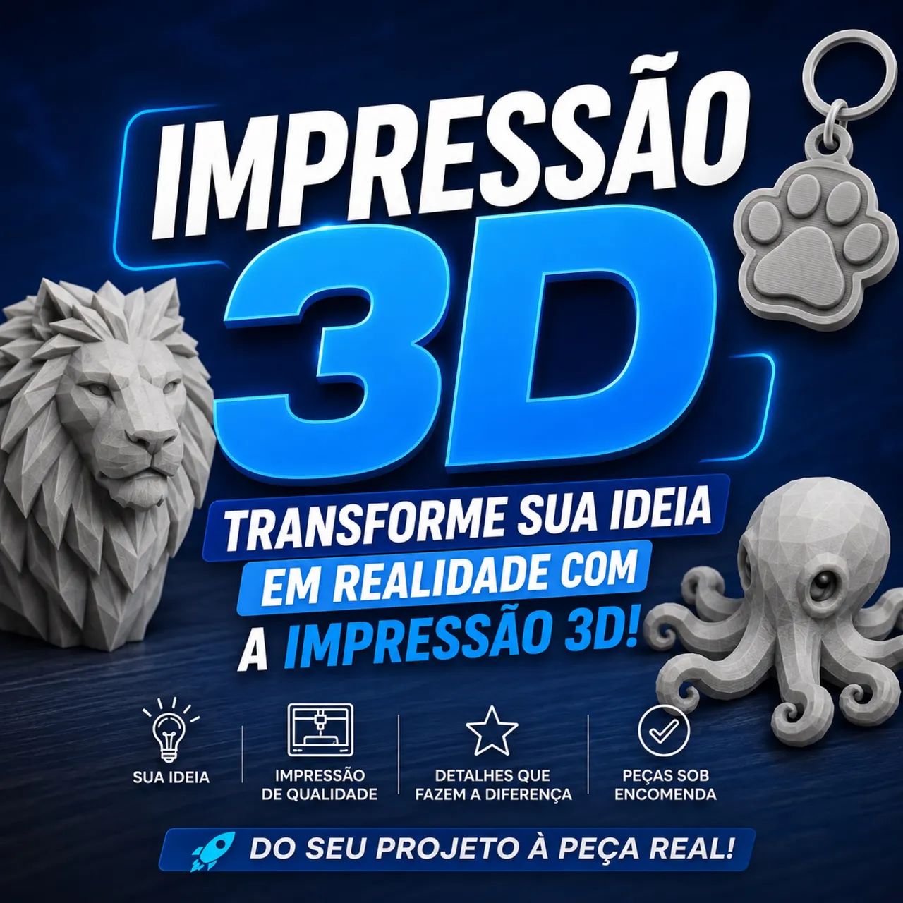 Impressão 3D Personalizada | Transforme Sua Ideia em Realidade