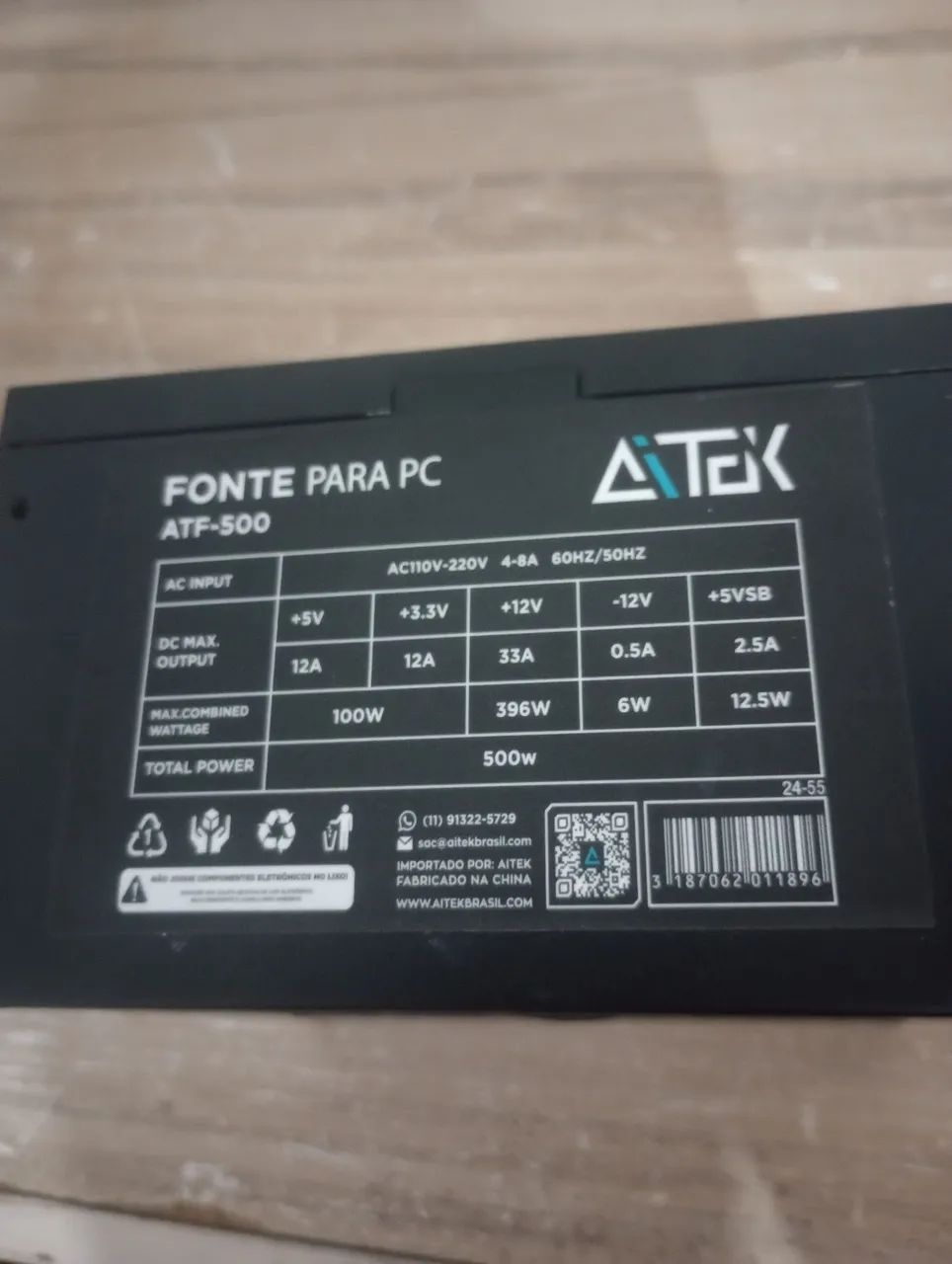 Fonte gamer 500w aitek