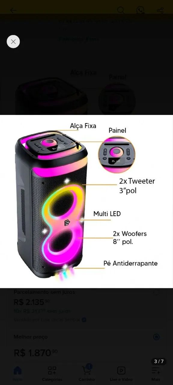 Caixa de Som Bluetooth PulseBox 3 1400W TWS - Foto 4