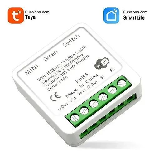Interruptor Inteligente Wi-fi Tuya Mini 16A (Envio todo Brasil) 