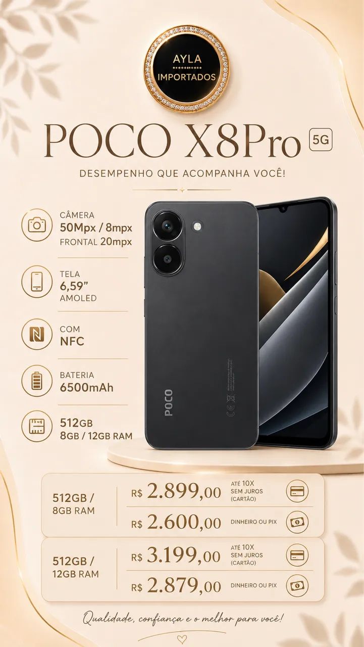 Celular POCO x8 pro 5G 512gb 12ram preto