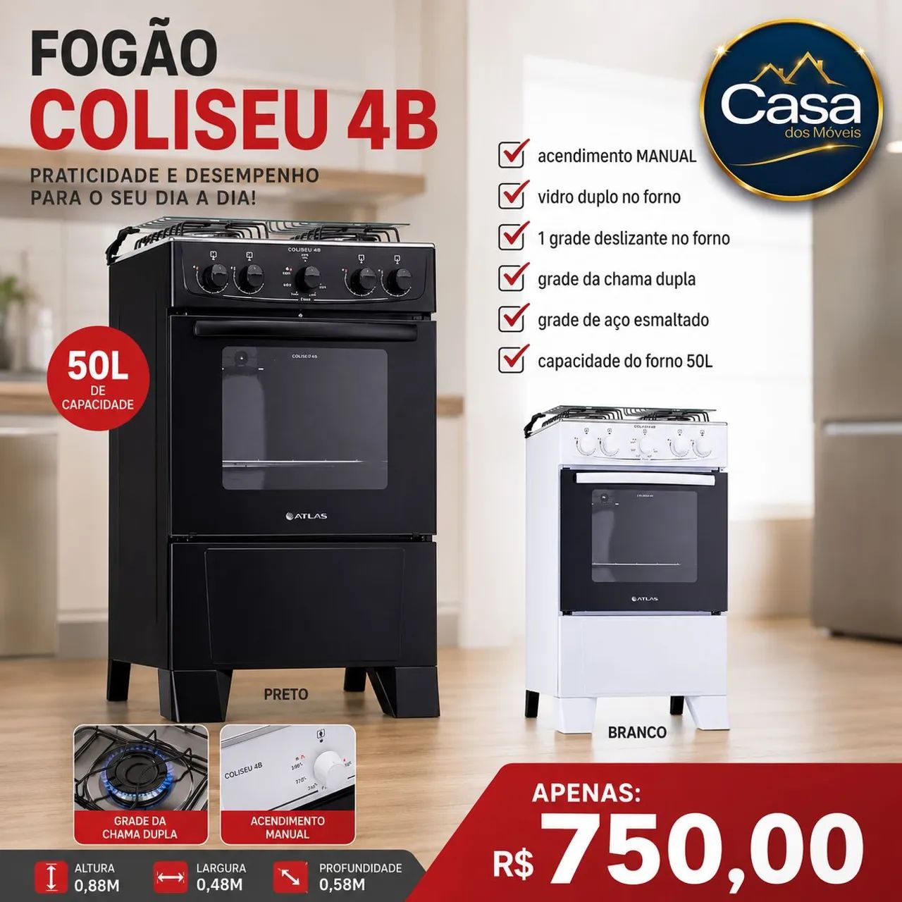 Fogão Coliseu 4 bocas 