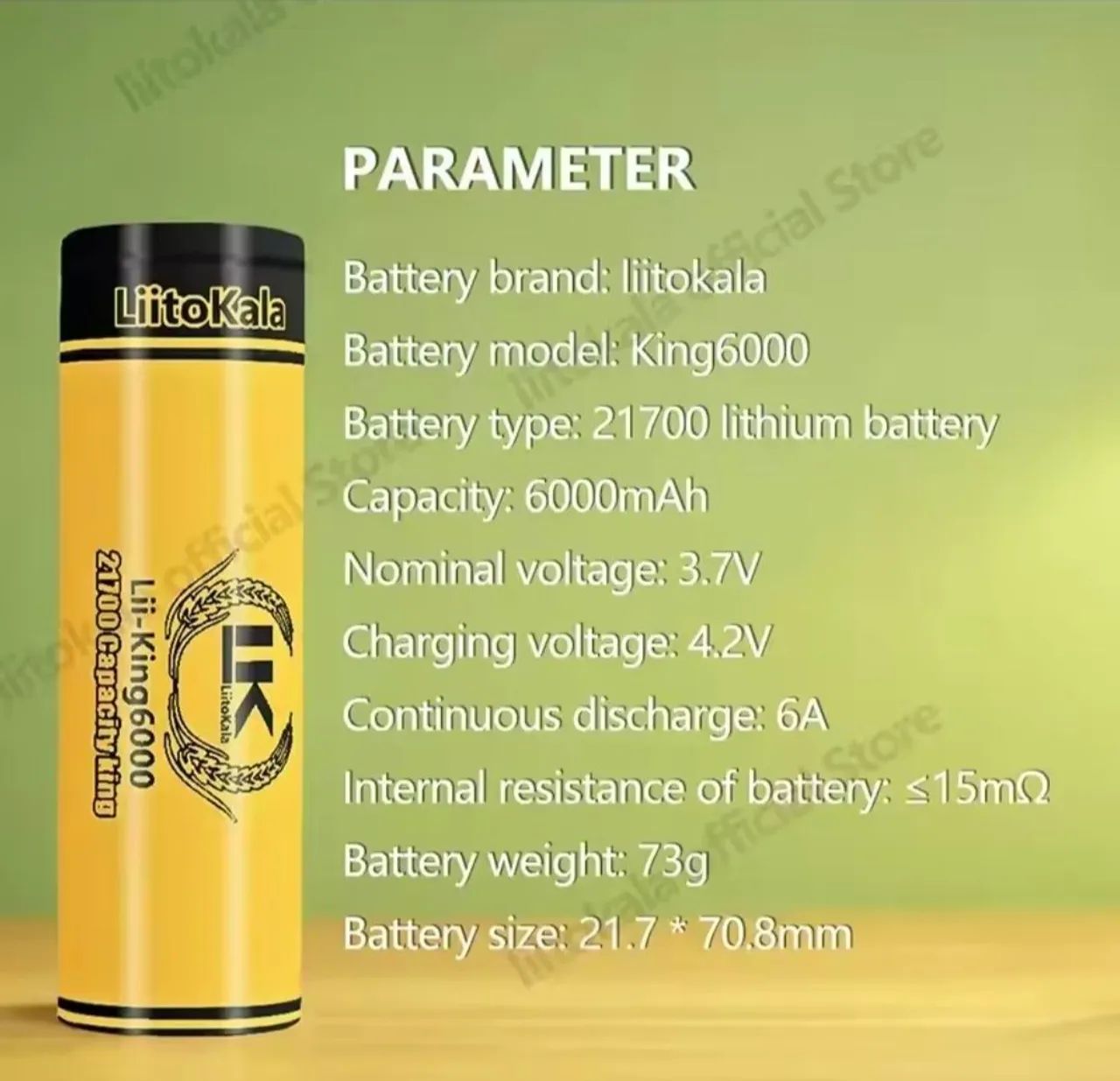 Bateria LiitoKala 21700 6000mAh - Foto 5