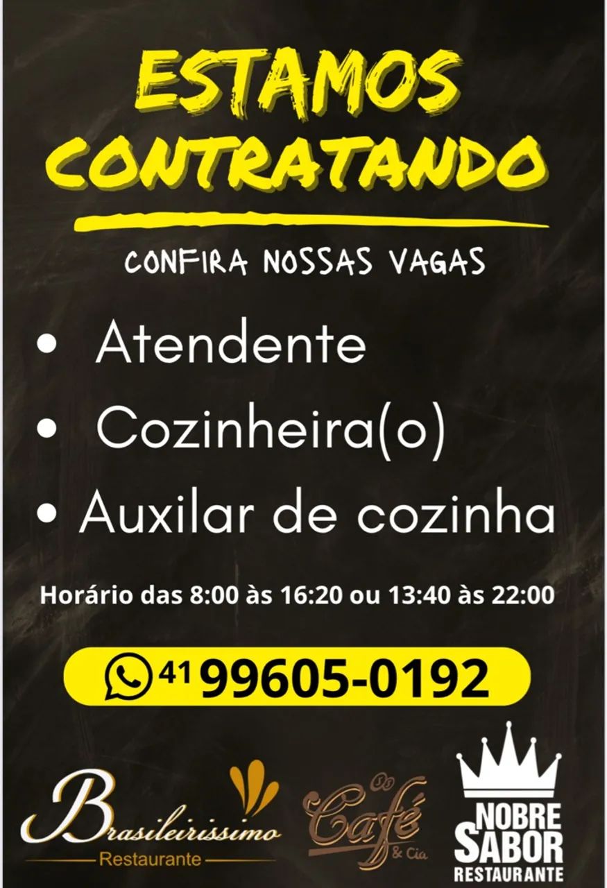 Vagas para Restaurante e Cafeteria 