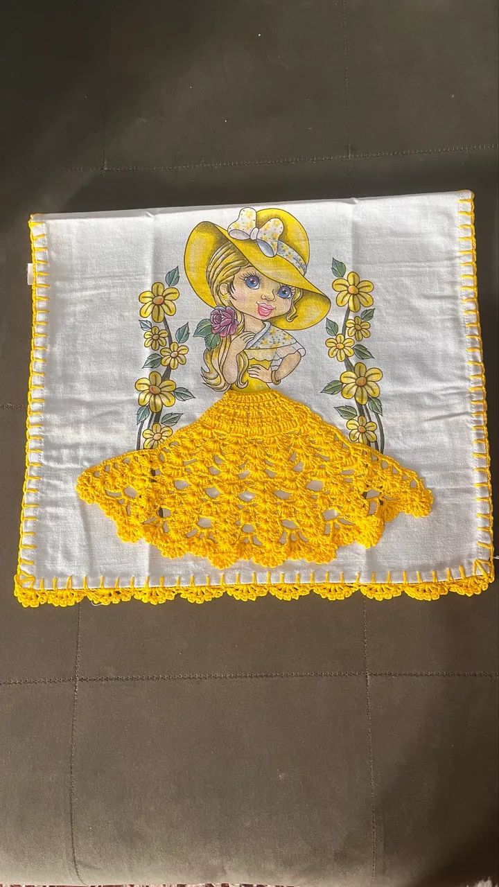 Pano de prato em crochê 