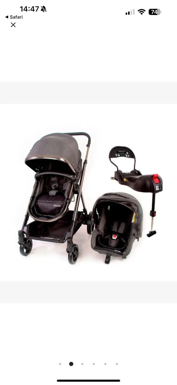 Carrinho Safety, bebê conforto e base isofix
