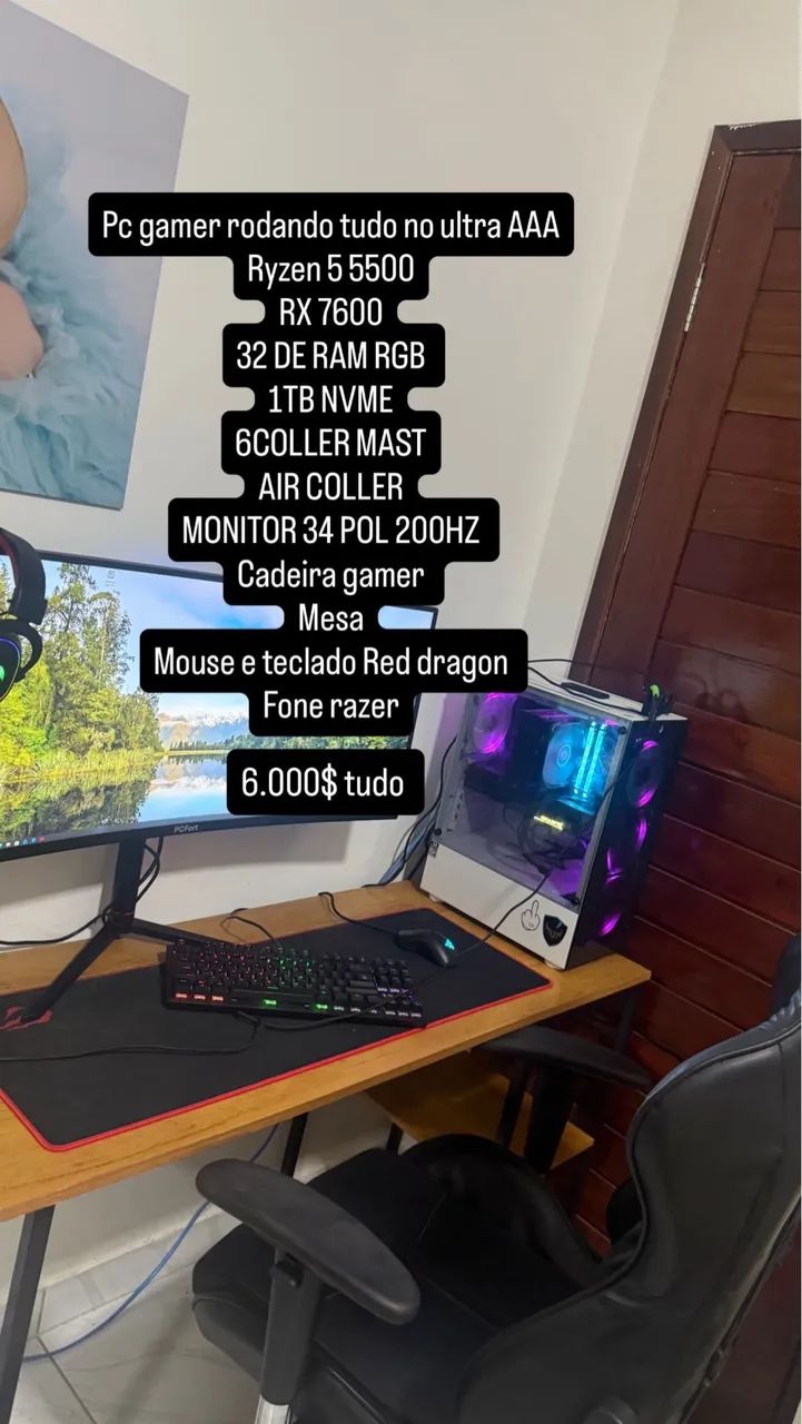 Pc gamer rodando tudo no ultra AAA