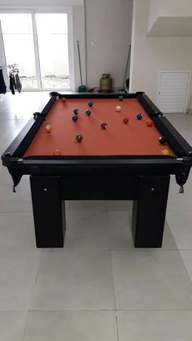 Mesa de Bilhar Tecido Laranja Borda Preta Cor Preta Tx Mod. 6714 - Foto 3