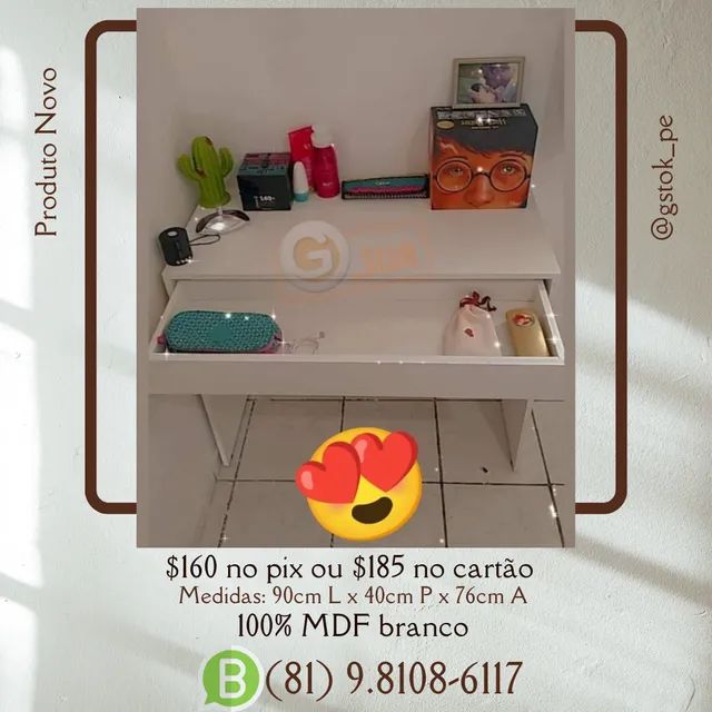 Bancada com Gaveta @gstok_pe 90x40x76cm - Foto 5