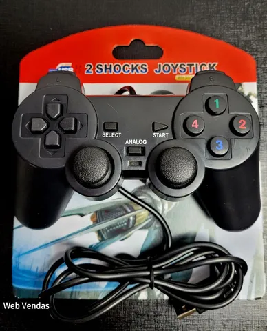 Controle sem fio para playstation 2, joystick dupla vibração, choque, usb,  pc, controle de jogos