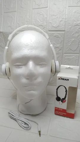 fone de ouvido extra bass lc-313  3.5mm p2 15mw xtrad-branco com cinza