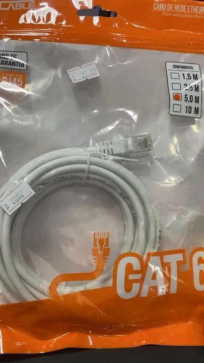 Cabo de Rede Pluscable Cat.6 5M Branco Patch Cord - Pc-Eth6U50Wh Loja Coimbra Computadores