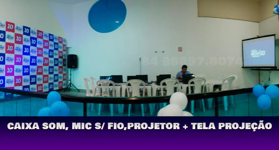 Kit Completo Som Projetor e Telão - Foto 3