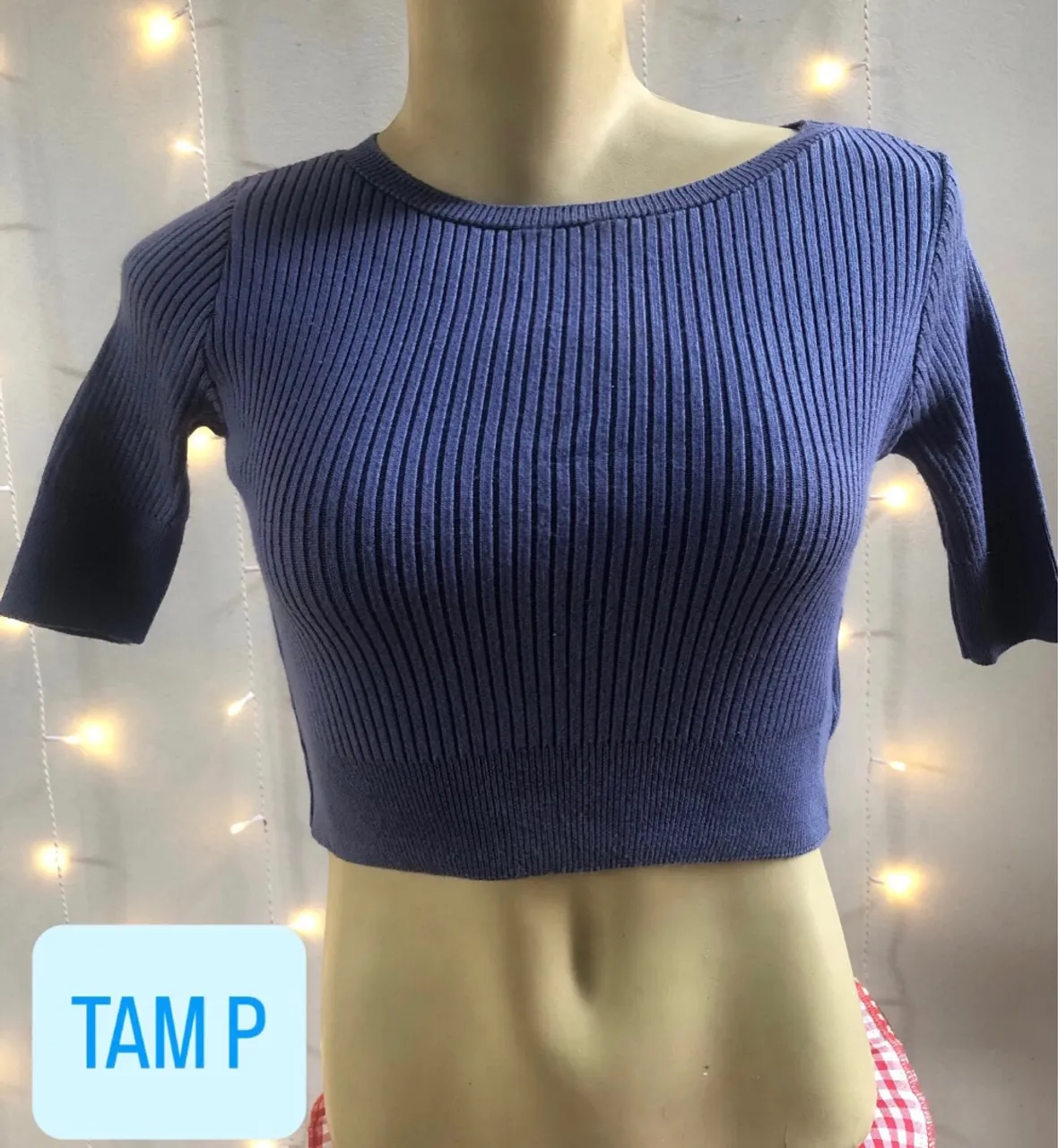 Blusa Ribana Azul Manga Curta