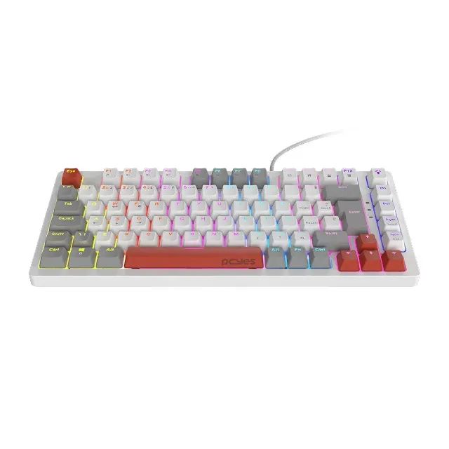 Teclado Mecânico 75% Pcyes Kirin White Ghost Rainbow Switch Blue - WZetta