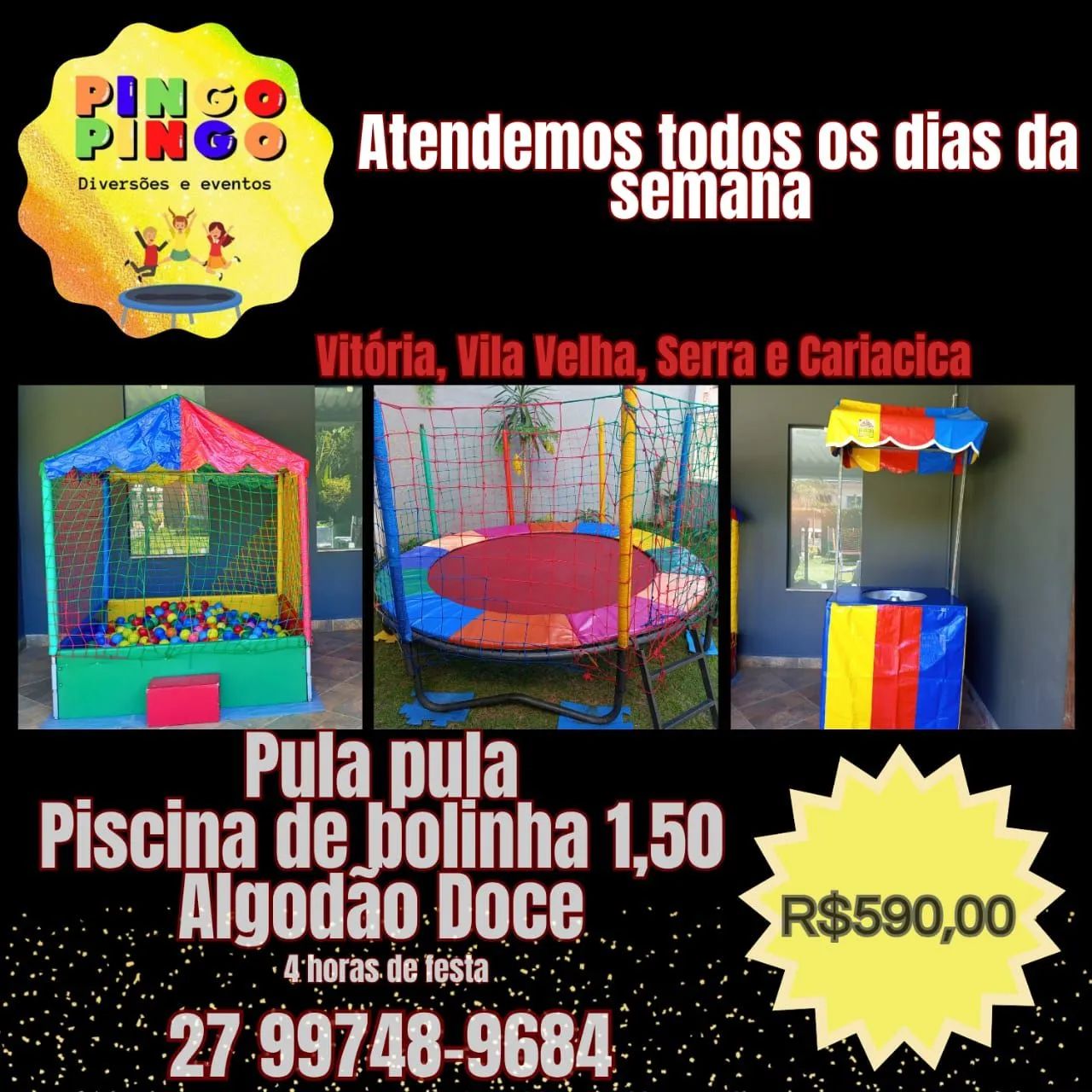 Aluguel de Brinquedos: Pula Pula, Piscina de Bolinhas, Algodão Doce