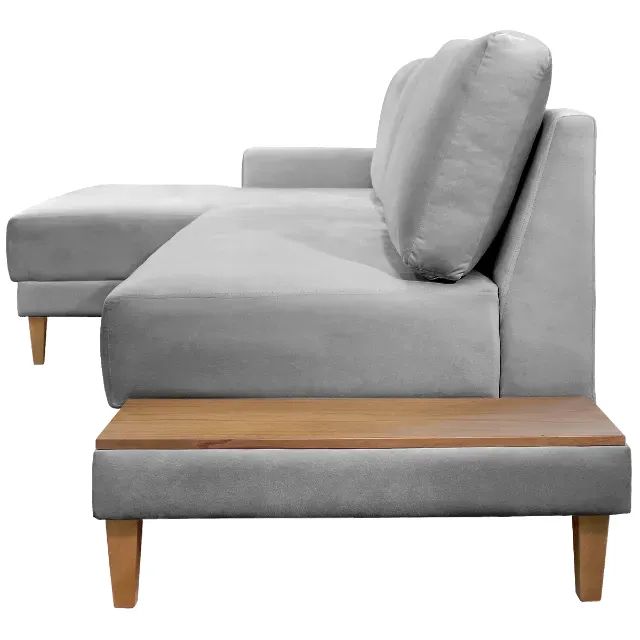 Novidade em estoque!! Sofá com Chaise Ref.825 2,90 m Chenile Linho Cinza Firenze - Foto 2