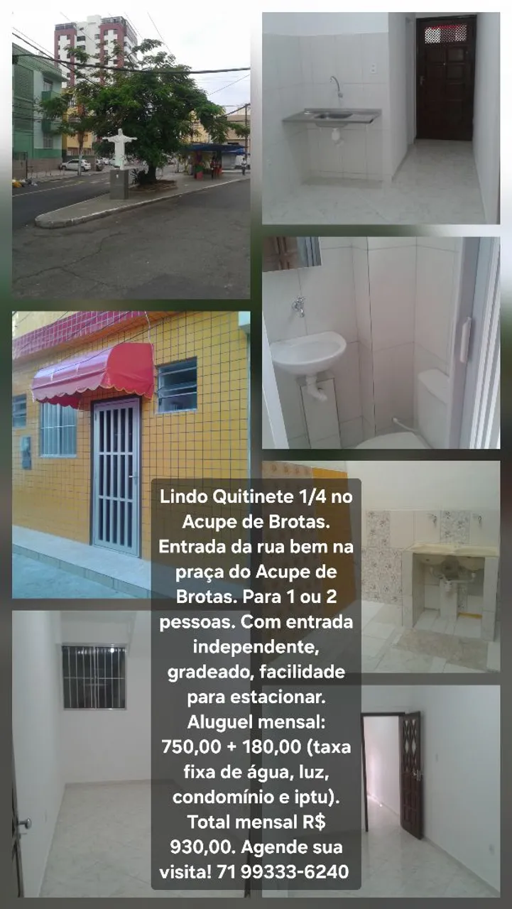 Lindo 1/4 na praça do Acupe de Brotas