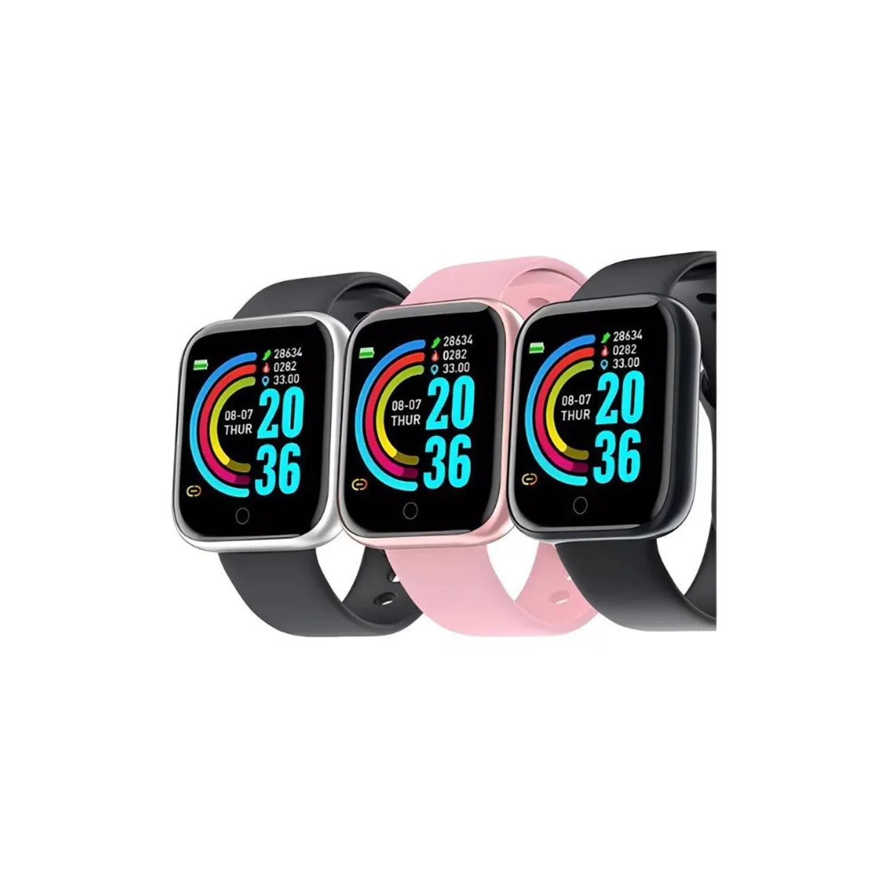 Smartwatch nas Cores Preto e Rosa