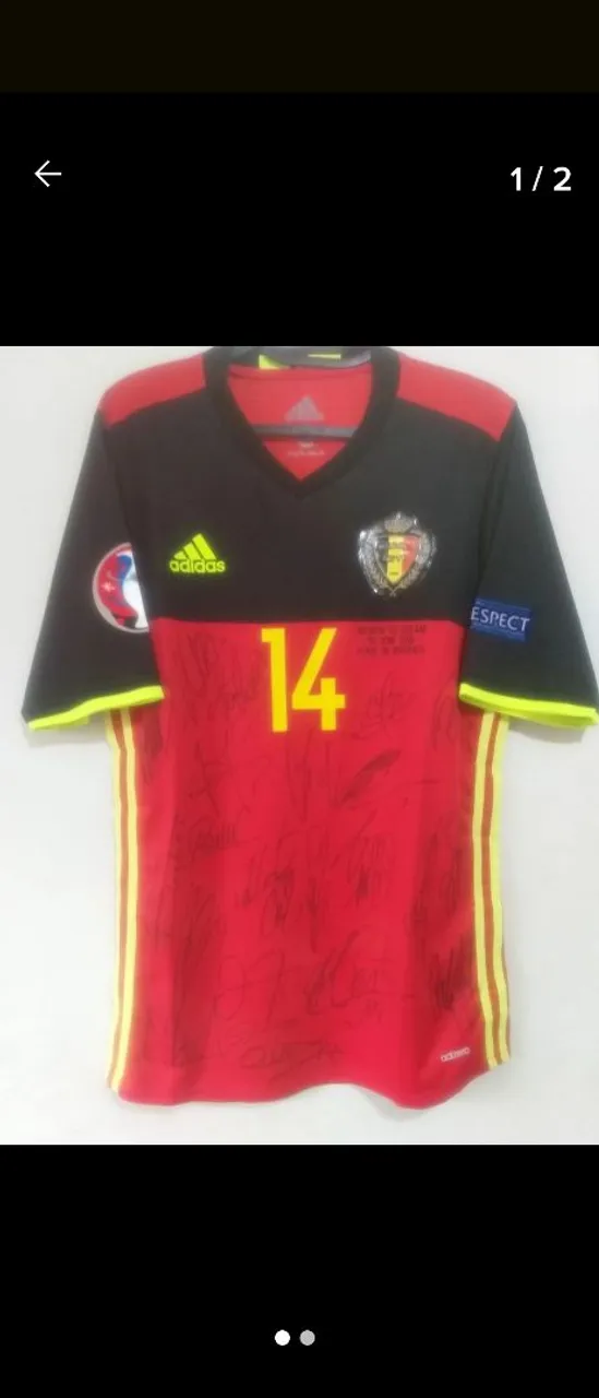 Camisa Belgica Euro 2016 #14 Mertens Jogo Autografada Elenco Certificada
