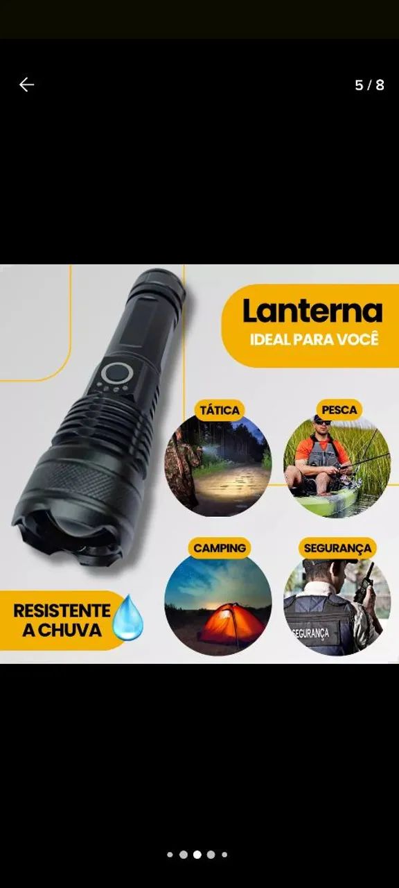 Lanterna Tática Super Potente com Bateria Recarregável - Foto 4