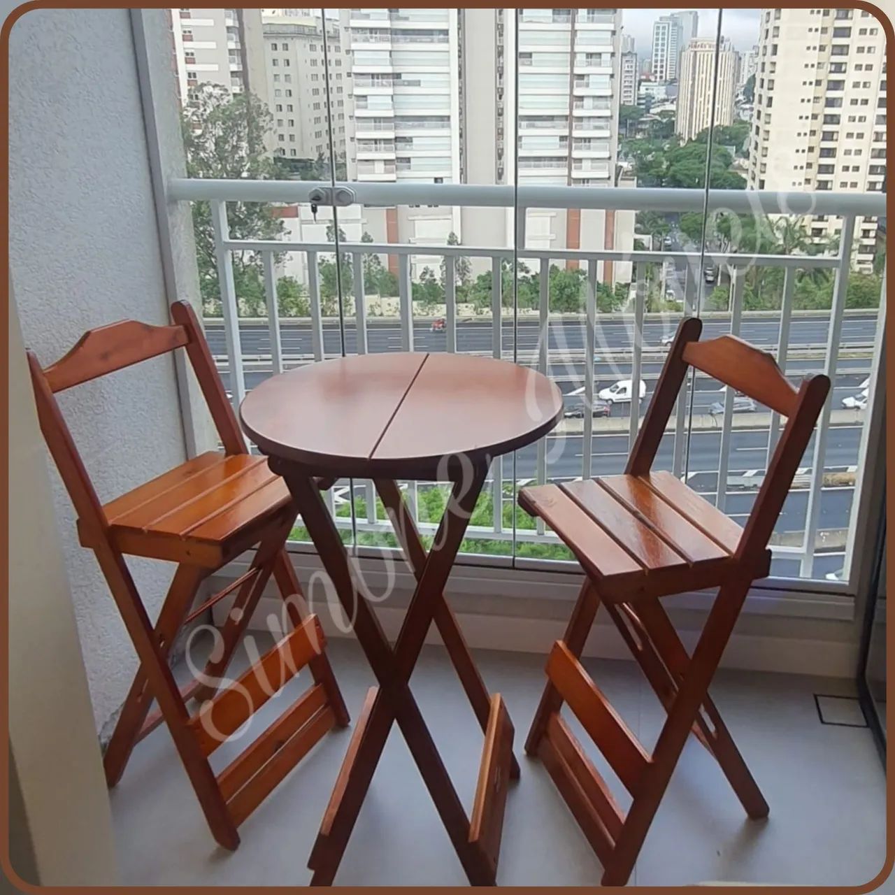 Mesa Bistrô alta dobrável madeira maciça  - Foto 4