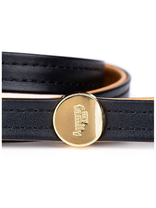 Coleira + Guia para Cachorro em Couro Italiano Preto e Marrom - Foto 5