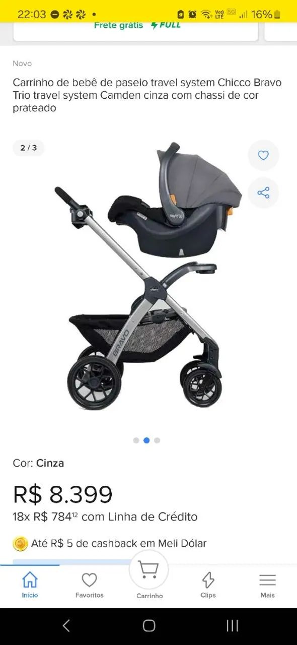 Carrinho de passeio e bebê conforto da Chicco  - Foto 2