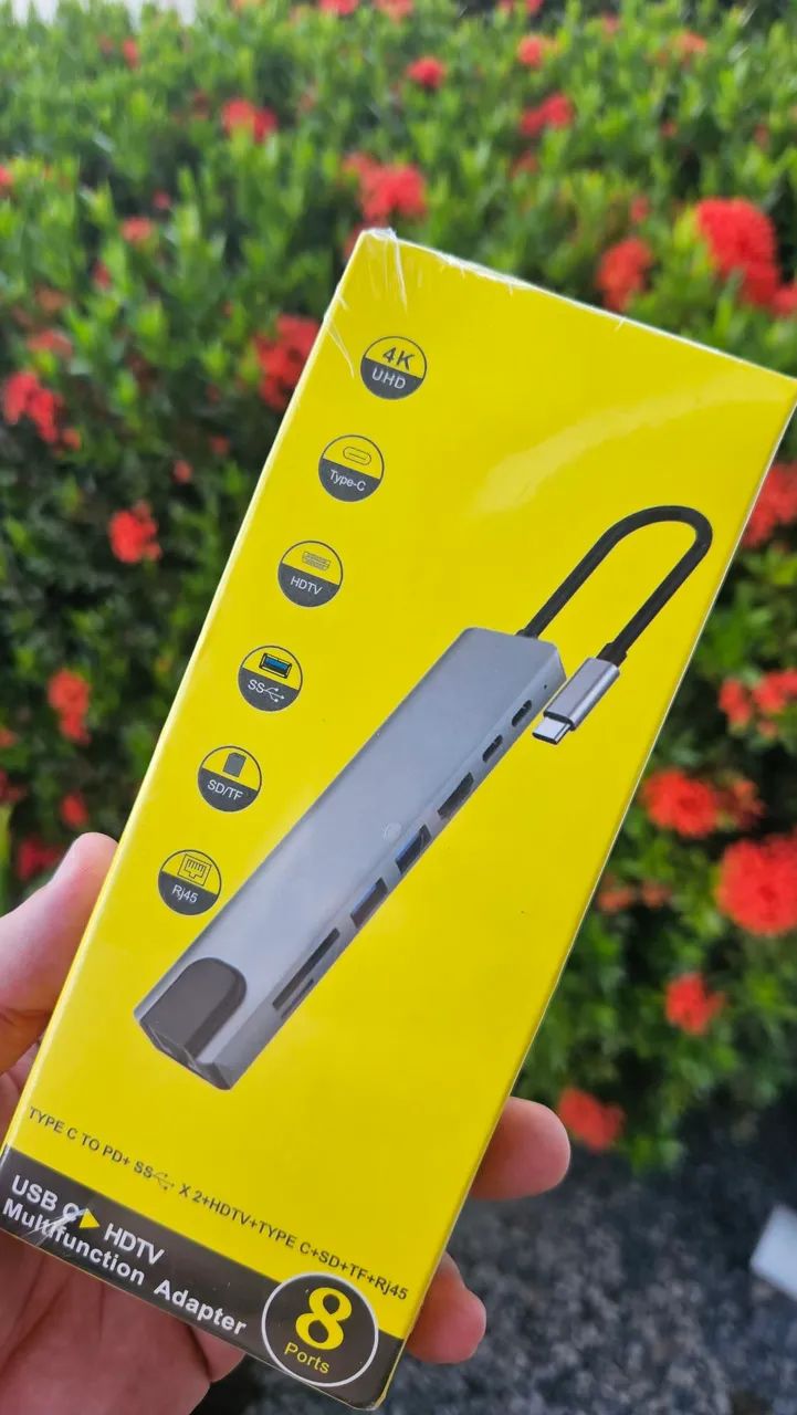 Hub Tipo-C robusto (Lacrado, c/ microsd, pendrive, notebook, smartphone, hdmi, rede)