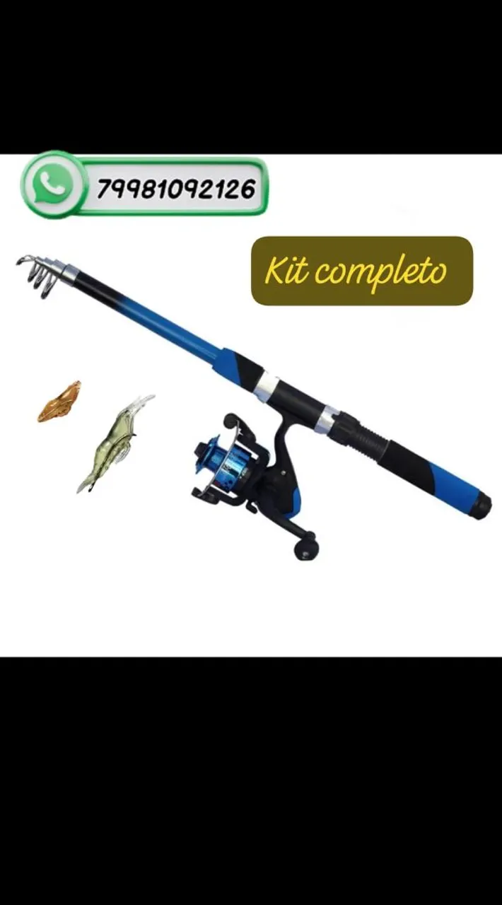 Vara de pesca kit completo, pescaria levi e média, 1.70mtrs, novo