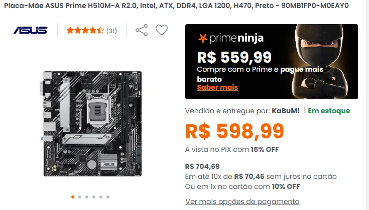 Placa mãe H510m-A r2.0 Intel 10ª e 11ª geração