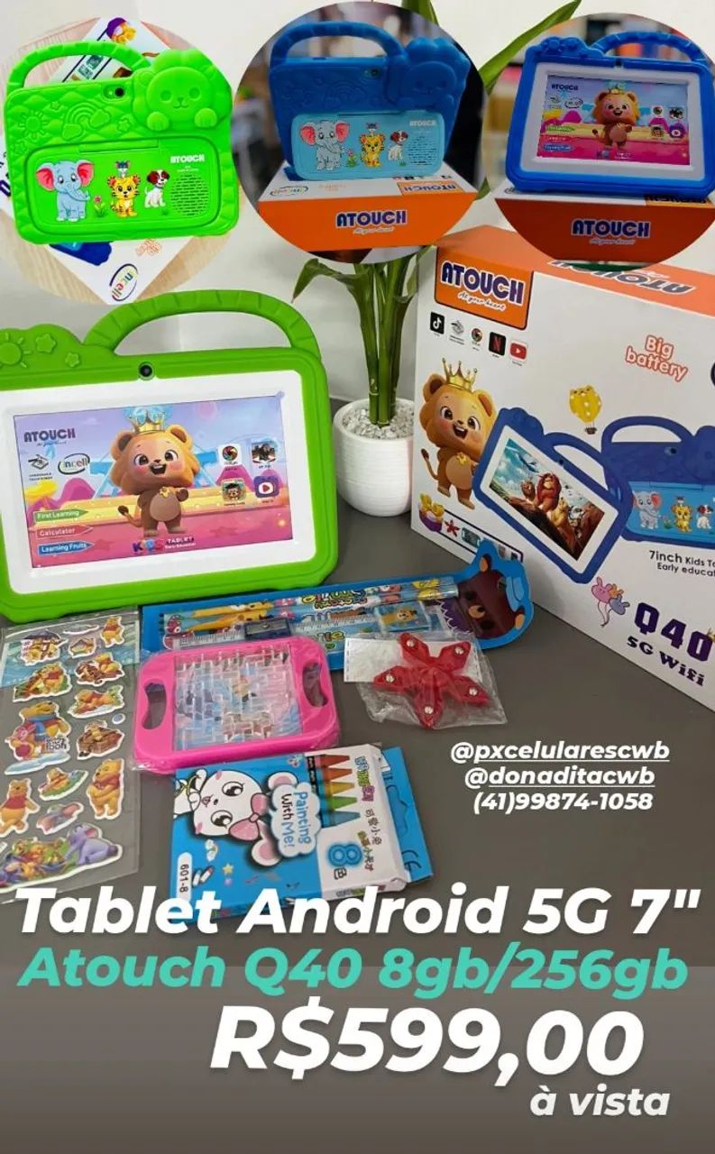 Tablet infantil Android Atouch novos 8/256 5g - Foto 2