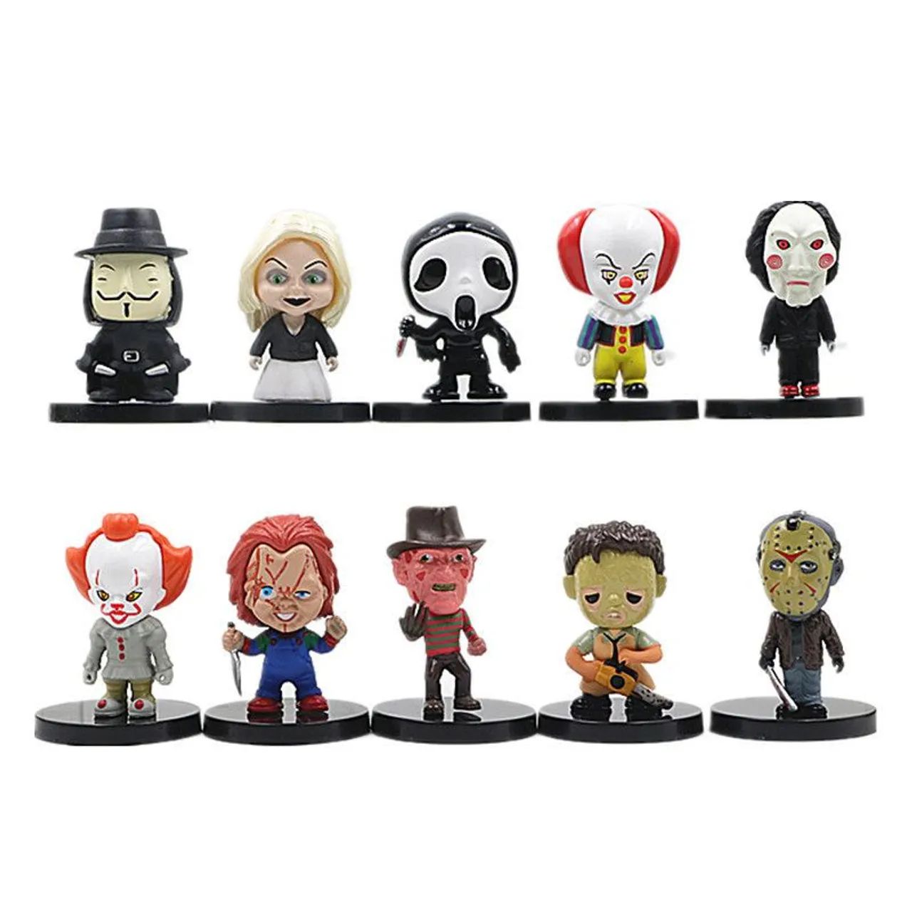 Bonecos de Terror Halloween Coleção Freddy IT Chucky Jason Kit 10pcs - Foto 4